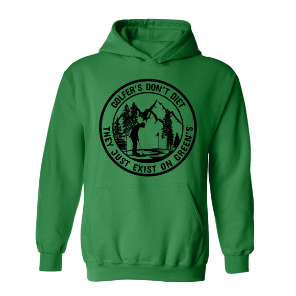 Golf Hoodie Golfers Don't Diet On Greens Funny Man Putting Golfing Sweatshirt - Picture 7 of 13